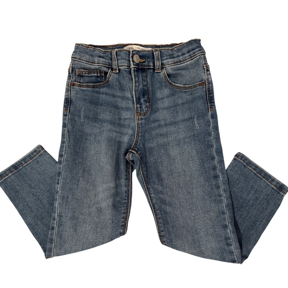 Zara Kids Jeans Size 4-5 Acid Wash Distressed Adjustable Waist Unisex